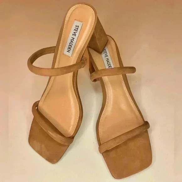 Steve Madden Womens Lilah Tan Block Heels Dress Sandal Shoe Size 8 - Picture 1 of 7